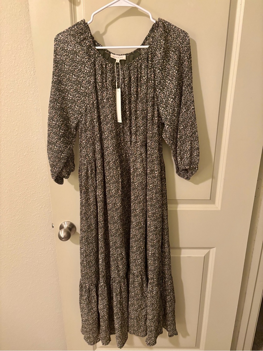 Roolee Smocked Olive Green Floral Dress NWT Small-Cottagecore,boho,tradwife